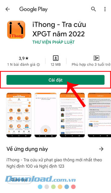 Ấn vào nút Cài đặt