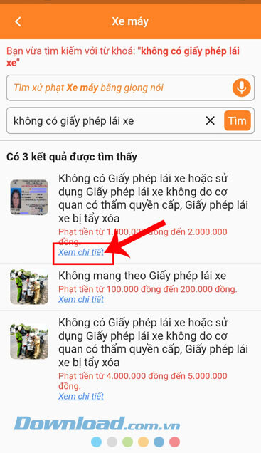 Nhấn vào nsut Xem chi tiết