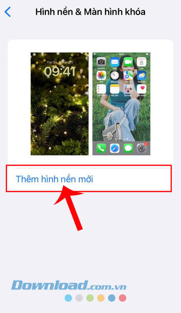 Ấn vào mục Thêm hình nền mới