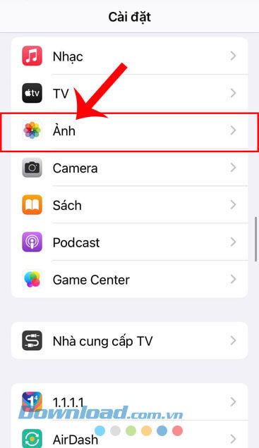 Chạm vào nút Ảnh