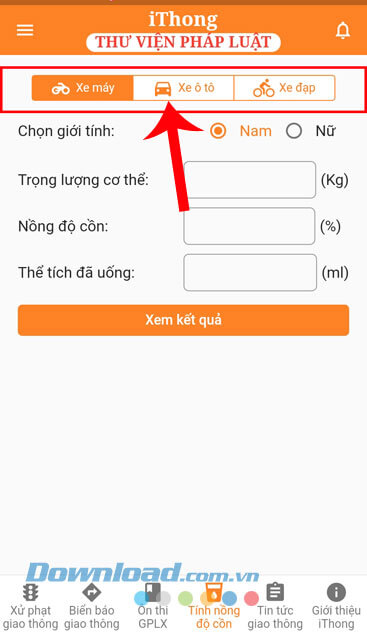 Chọn loại phương tiện