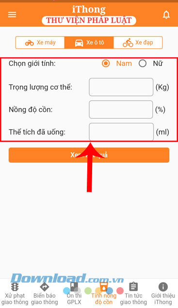 Nhập thông tin cần thiết