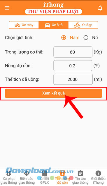 Chạm vào mục Xem kết quả