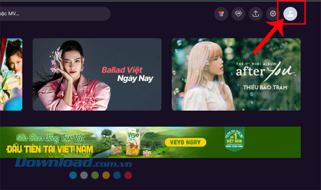 Click chuột vào biểu tượng tài khoản