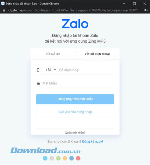 Đăng nhập tài khoản Zing Mp3