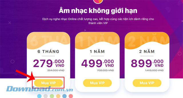 Nhấn vào nút Mua VIP