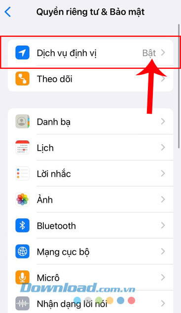 Nhấn ào mục Dịch vụ định vi