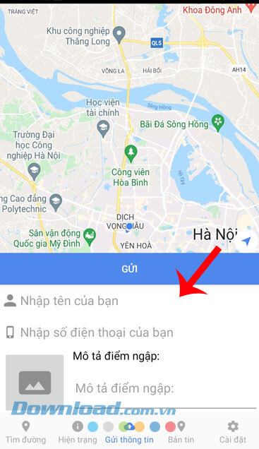 Nhập thông tin điểm ngập lụt