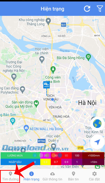 Chạm vào mục Tìm đường