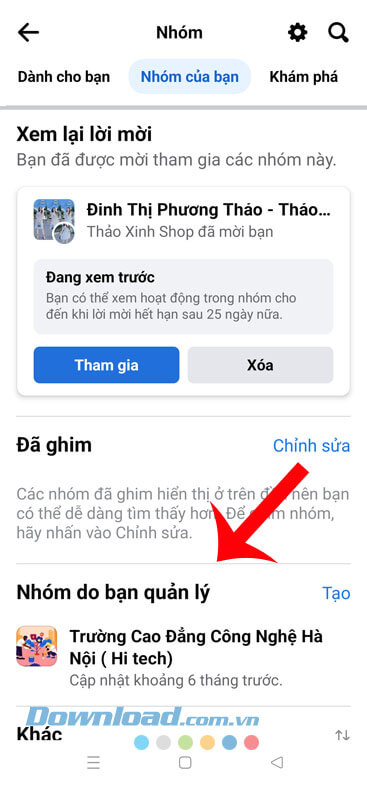 Truy cập vào một nhóm bất kỳ