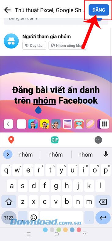 Ấn vào nút Đăng