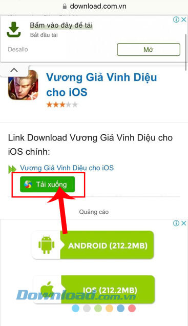 Chạm vào nút Tải xuống