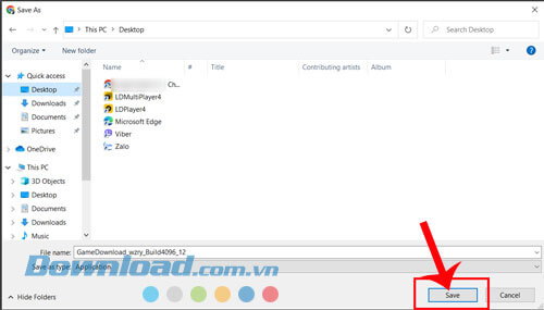 Click chuột vào nút Save