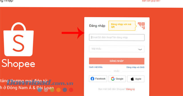 Đăng nhập tài khoản Shopee