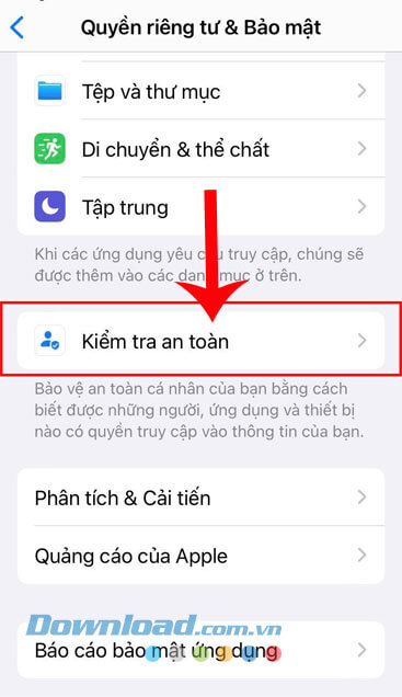 Nhấn vào nút Kiểm tra an toàn