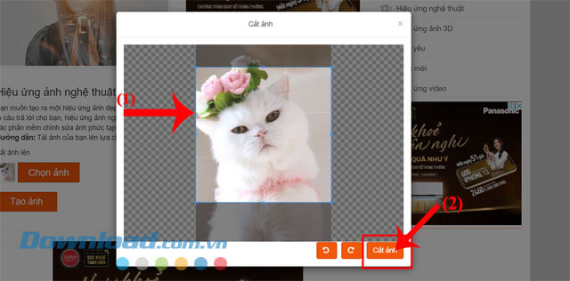 Nhấp chuột vào nút Cắt ảnh