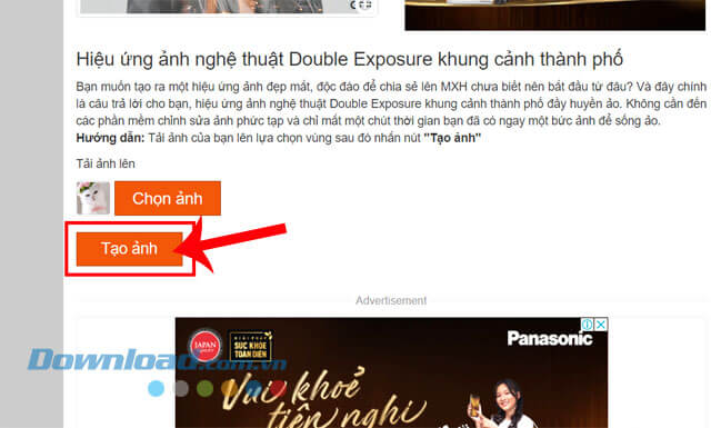 Nhấn vào nút Tạo ảnh