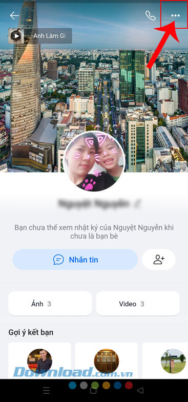 Ấn vào biểu tượng dấu ba chấm