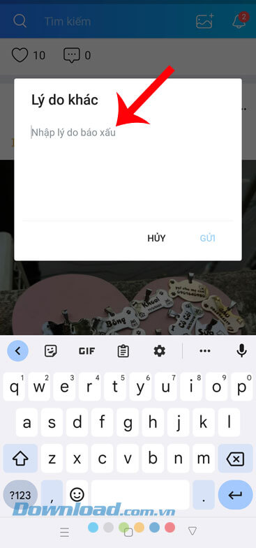 Nhập chi tiết về lý do, rồi ấn vào nút Gửi