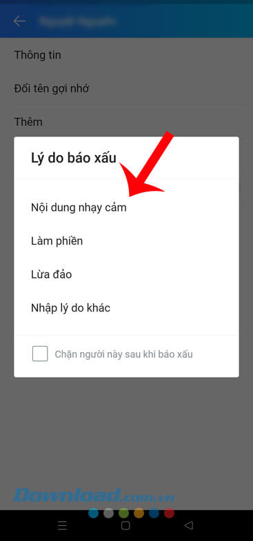 Chọn lý do báo xấu