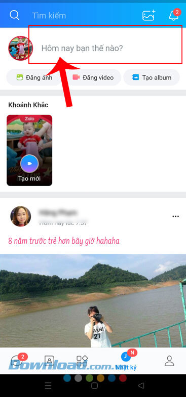 Chạm vào mục Hôm nay bạn thế nào?