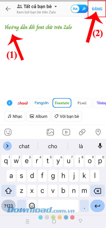 Viết caption và ấn nút Đăng