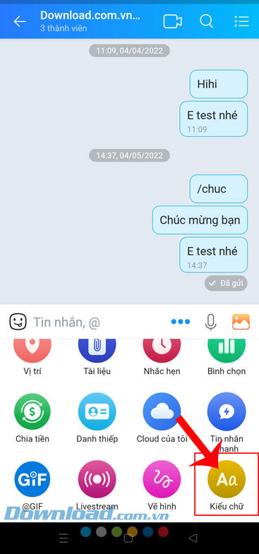 Nhấn vào mục Kiểu chữ Aa
