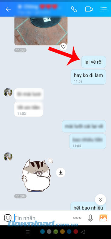 Ấn vào tin nhắn bất kỳ