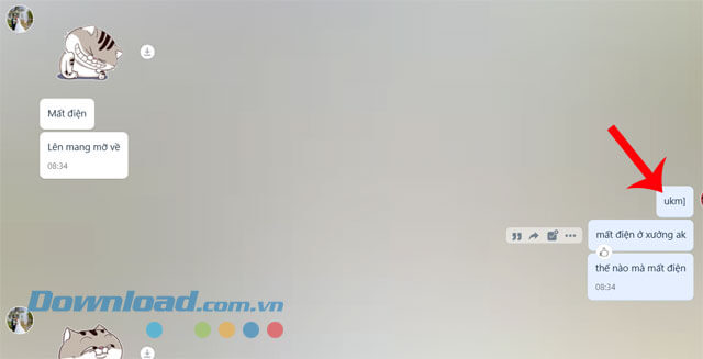 Nhấp chuột phải vào nội dung tin nhắn