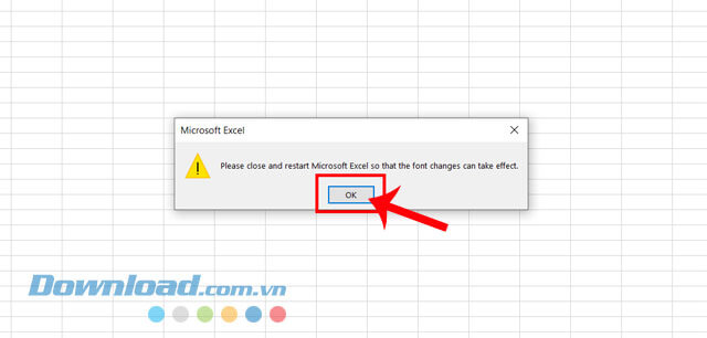 Click chuột vào nút OK