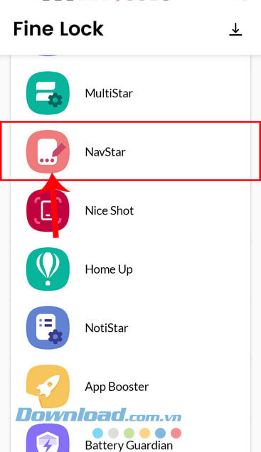 Chạm vào mục NavStar