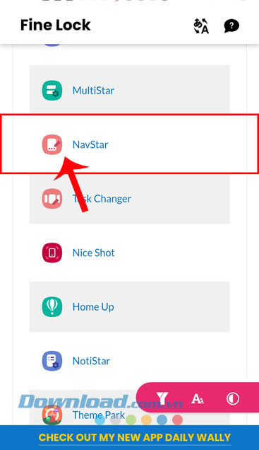 Ấn vào mục NavStar