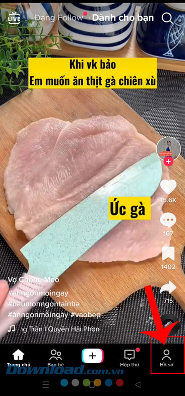 Nhấn vào biểu tượng tài khoản