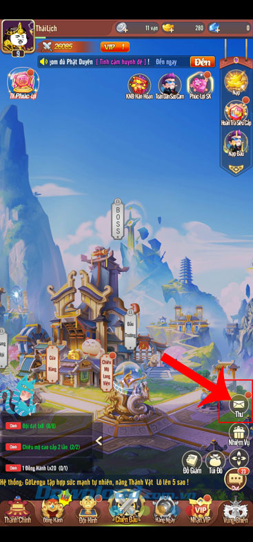 Chạm vào biểu tượng thư