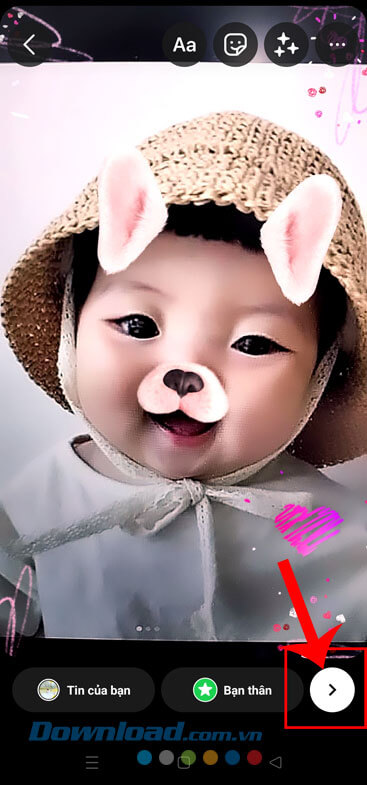 Ấn vào biểu tượng mũi tên