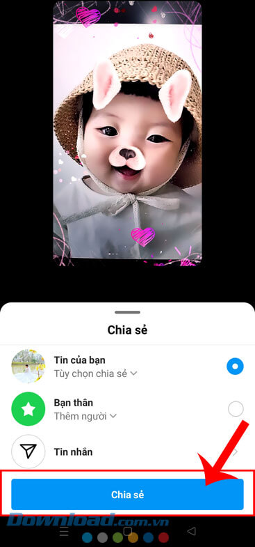 Chạm vào nút Chia sẻ