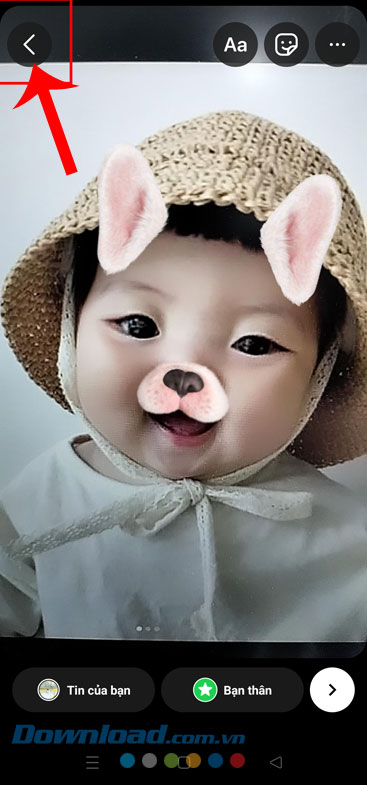 Nhấn vào biểu tượng mũi tên quay về