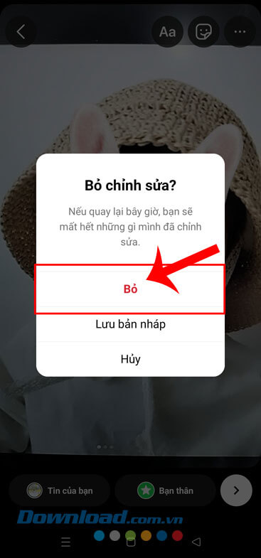 Chạm vào nút Bỏ