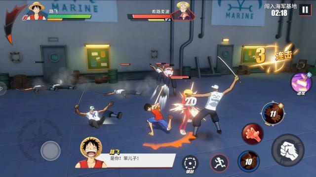 Dùng kỹ thuật huyền thoại Gomu Gomu no Gatlin của Luffy để tấn công kẻ thù