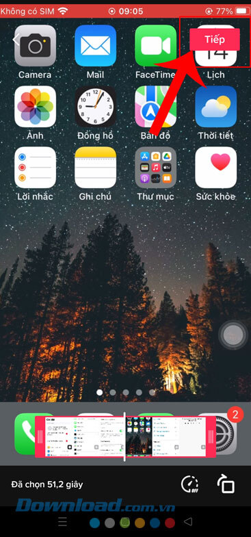 Nhấn vào nút Tiếp