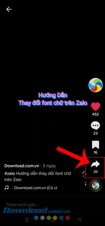 Ấn vào biểu tượng Chia sẻ