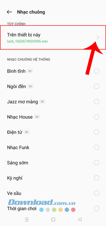 Nhấn vào biểu tượng “>” ở mục Trên thiết bị này