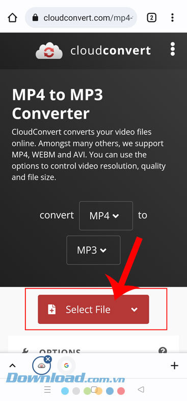 Nhấn vào nút Select File
