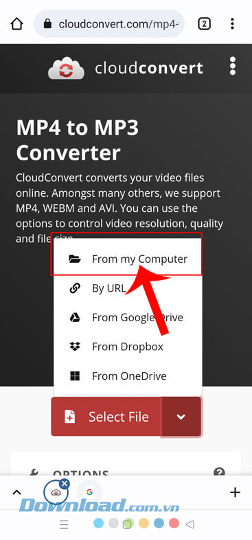 Chạm vào mục From my Computer
