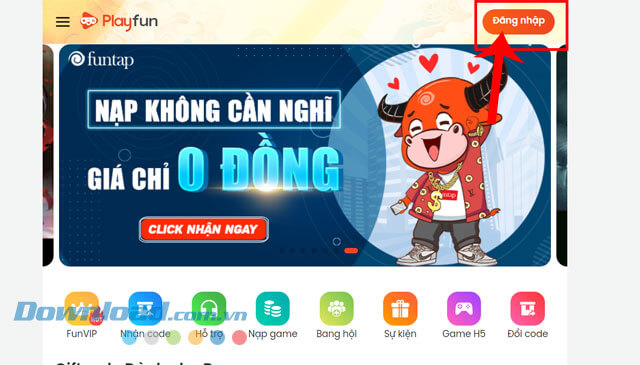 Nhấn vào nút Đăng nhập