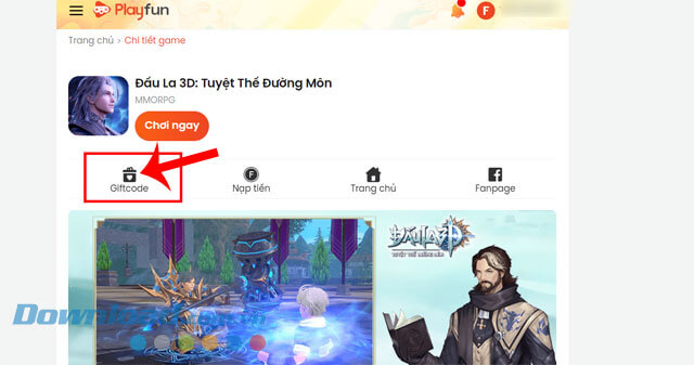 Click chuột vào nút Giftcode