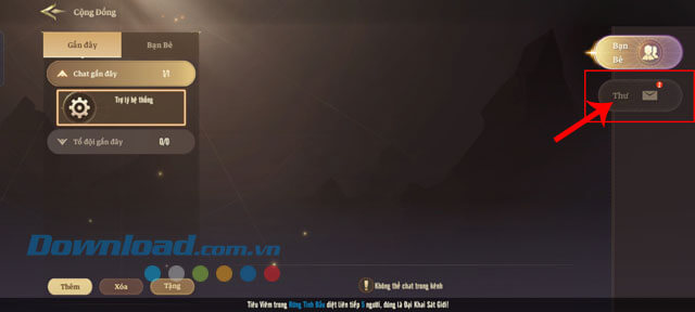 Nhấn vào mục Thư