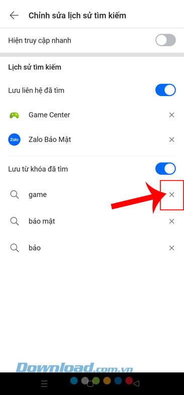Nhấn vào biểu tượng dấu "X"