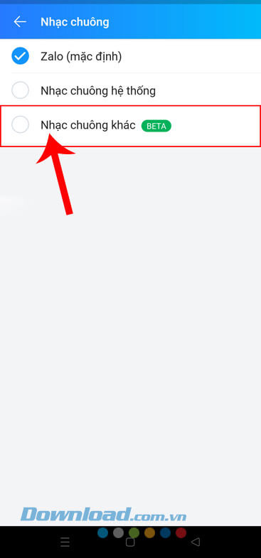Chạm vào mục Nhạc chuông khác