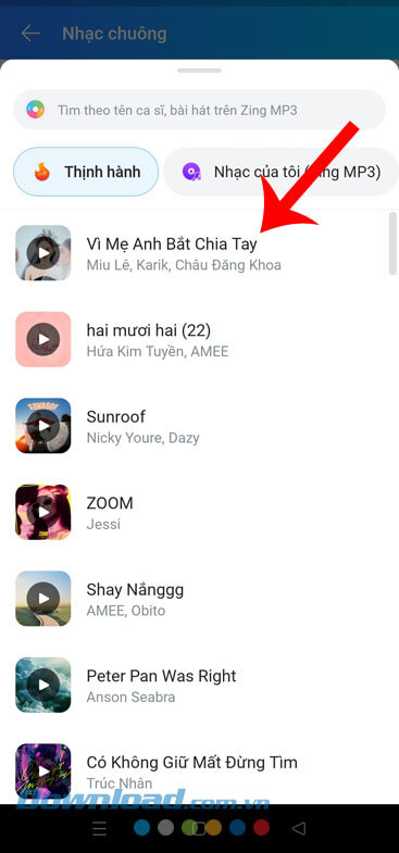 Chọn và tìm kiếm ca khúc khác